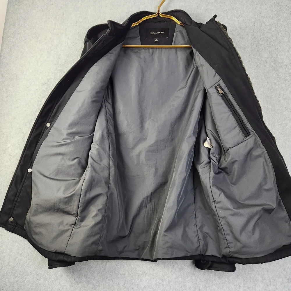 Banana Republic Men's Size Small Black Zip Up & Button Moto Style Jacket